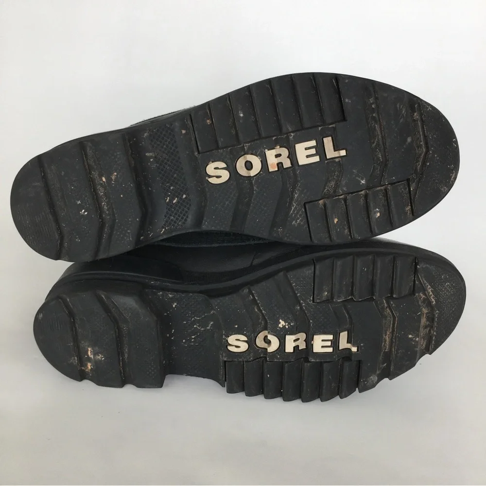 Sorel Tivoli Tall Waterproof Out Dry Boots Black Suede Faux Fur Lining Size 10.5 - Picture 9 of 16
